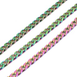 Rainbow Color Вакуумное покрытие pvd 304 кубинские звенья цепи из нержавеющей стали, долговечный, несварные, с катушкой, Радуга цветов, 6x4.5x1.5 мм, около 32.81 футов (10 м) / рулон