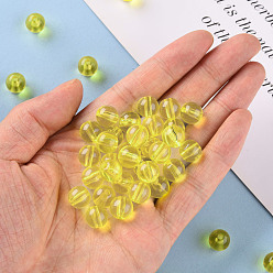 Yellow Transparent Acrylic Beads, Round, Yellow, 10x9mm, Hole: 2mm, about 940pcs/500g