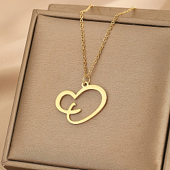 Letter O 304 ожерелья с подвеской в форме сердца из нержавеющей стали для женщин и мужчин, золотые, Письмо O, 15.75~17.72 дюйм (40~45 см)
