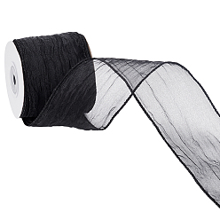 Черный Лента из жемчужной ткани, для упаковки подарков, чёрные, 2-3/8 дюйм (60 мм) ~ 2-1/2 дюйм (62 мм)
