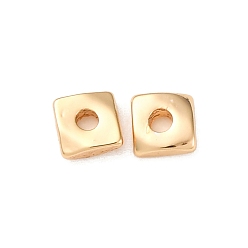 Настоящее золото 18K Латунные бусины, без кадмия, без никеля и без свинца, квадратный, реальный 18 k позолоченный, 3x3x1 мм, отверстие : 1 мм