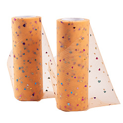 Сэнди Коричневый Сетчатые ленты с блестками и пайетками в форме сердца, тюль ткань, Тюль-рулонная ткань для юбки, песчаный коричневый, 6 дюйм (15 см), о 10yards / рулон (9.144 м / рулон)