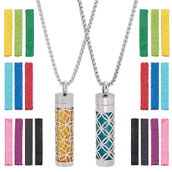 Mixed Shapes 2 шт. 2 стили ожерелья с подвеской-диффузором из нержавеющей стали для женщин, с прокладками, цвет нержавеющей стали, разнообразные, 27.95 дюйм (71 см), 1 шт / стиль
