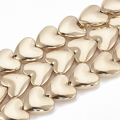 Светло-Золотое Покрытие Гальванизировать немагнитных синтетический гематит бисер пряди, бисер нитей, сердце, свет позолоченные, 12x13x4 мм, отверстие : 1 мм, около 37 шт / нитка, 15.7 дюйм