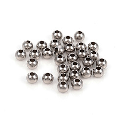 Нержавеющая Сталь Цвет Не тускнеет 304 разделительные бусины из нержавеющей стали, круглые, цвет нержавеющей стали, 4x3.2 мм, отверстие : 1.5 мм