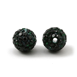 Зеленый Бусины с класс А стразами, pave disco бусины, cmолы и каолина, круглые, зелёные, С. 11 (1.7~1.8 мм), 10 мм, отверстие : 1.5 мм