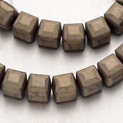 Antique Bronze Plated Electroplate Non-magnetic Synthetic Hematite Bead Strands, Frosted, Cube, Antique Bronze Plated, 8x8x8mm, Hole: 1mm, about 51pcs/strand, 15.7 inch