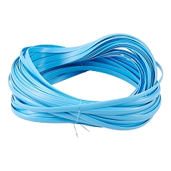 Cyan PE Plastic Imitation Rattan Wicker, Solid Weaving Material, for DIY Furniture Knitting, Flat, Cyan, 8x1.2mm, 32m/roll