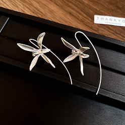 Серебро Сплав мотаться серьги, цветок, серебряные, 55x30 мм