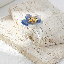 Васильковый Смола с кольцами из сплава, цветок, золотые, васильковый, 18 мм