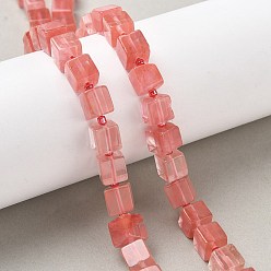 Вишневый Кварц Вишневого кварца стеклянные бусы пряди, кубические, с бисером, 8~8.5x8~8.5x8~8.5 мм, отверстие : 1.2 мм, около 38~39 шт / нитка, 14.96'' (38 см) ~ 15.35'' (39 см)