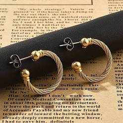 Золотой 304 из нержавеющей стали серьги, ионное покрытие (ip), скручивание в форме буквы С, золотые, 23~27x4.5 мм