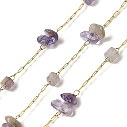 Аметист Ионное покрытие (ip) 304 цепи для канцелярских скрепок из нержавеющей стали, с бусинами из черного оникса, реальный 18 k позолоченный, чип, пайки, с катушкой, 2.5x1x0.1 мм, около 32.81 футов (10 м) / рулон