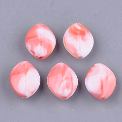 Salmon Acrylic Beads, Imitation Gemstone Style, Two Tone, Horse Eye, Salmon, 16x13x7.5mm, Hole: 1.6mm, about 745pcs/500g