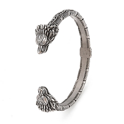 Волк Мужские браслеты-манжеты viking 304 с открытыми манжетами из нержавеющей стали, античное серебро, волк, внутренний диаметр: 2-3/4 дюйм (7.1 см), 8 мм
