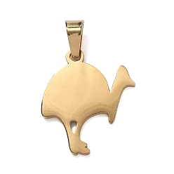 Ostrich 304 подвески из нержавеющей стали, прелести животных, полированный, золотые, страус, 23x20x1.5 мм, отверстие : 5.5x4 мм