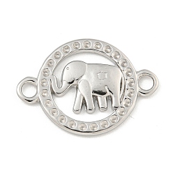 Нержавеющая Сталь Цвет Устойчив к потускнению 304 соединитель из нержавеющей стали со стразами, круглое кольцо со слоном, цвет нержавеющей стали, пригодный для стразов 1.2 мм, 16x23x2 мм, отверстие : 2 мм