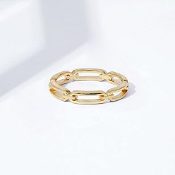 Золотой Простой стиль 925 кольца из стерлингового серебра, овальные цепные кольца, золотые, размер США 9 (18.9 мм)