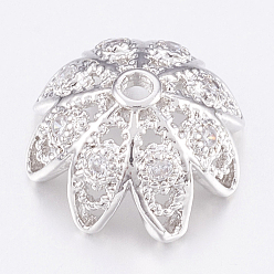 Платина Латунные микро проложить кубического циркония Шапочки, прозрачные, платина, 11x5.5 мм, отверстие : 1.2 мм
