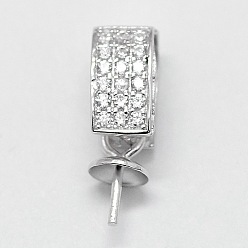 Платина Антикоррозийное родиевое покрытие 925 подвески из стерлингового серебра, с кубического циркония, за половину пробурено бисера, платина, 14.5x4 мм, отверстие : 3.5x6.5 мм, штифты : 0.65 мм