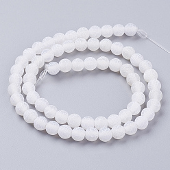 White Natural Crackle Agate Beads Strands, Dyed, Round, Grade A, White, 6mm, Hole: 1mm, about 63pcs/strand, 15.5