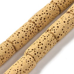 (932FM) Темно-синий аква-матовый с подкладкой Нити бусин из натурального камня, окрашенные в лавовый камень, рондель, темно-золотистые, 8x5~6 мм, отверстие : 1.6 мм, около 65~66 шт / нитка, 15.75'' (40~40.5 см)