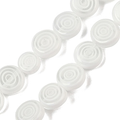 Белый Бусы лэмпворк ручной работы, плоские круглые с вихря, белые, 10~11x4 мм, отверстие : 0.7 мм, около 38 шт / нитка, 14.29~14.57'' (36.3~37 см)