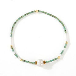 Аквамарин Женские эластичные браслеты из натурального пресноводного жемчуга и окрашенного натурального говлита, украшенные бисером в форме рисовых зерен., золотые, аквамарин, 6.50 дюйм (16.5 см)