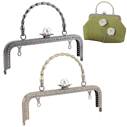 (52) Непрозрачная лаванда 2шт 2 цвета сплава кошельки рамки, с имитацией бамбуковой ручки и жемчужными бусинами из АБС-пластика, для вязания сумок, разноцветные, 20.4x14 см, 1 шт / цвет