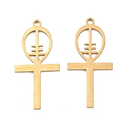 Золотой 201 подвески из нержавеющей стали, анкх крест прелести, золотые, 27x13x1 мм, отверстие : 1.5 мм