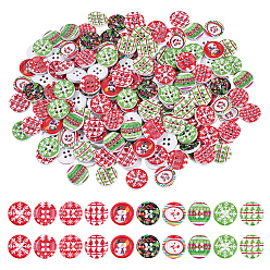 (52) Непрозрачная лаванда 240шт деревянные пуговицы, аксессуары, 4-луночное, плоские круглые с рисунком, разноцветные, 15x4 мм, отверстие : 1.8 мм