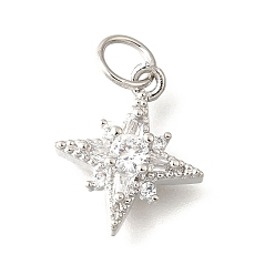 Платина Латунные микро проложить кубического циркония подвески, звезды прелести, с целью перехода в кольце, долговечный, без кадмия и без свинца, стойки покрытие, платина, 14x12x4 мм