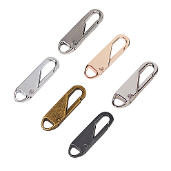 Mixed Color Zinc Alloy Replacement Zipper Pull Tabs, for Backpacks, Jackets, Luggage, Purses, Handbags, Mixed Color, 37x11x4mm, Hole: 4.5x6mm, 6color, 2pcs/color, 12pcs/set