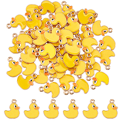 Золотистый 60 шт. Подвески из сплава эмали, золотой свет, без кадмия и без свинца, очарование утки, золотые, 15x12.5x1.5 мм, отверстие : 1.5 мм