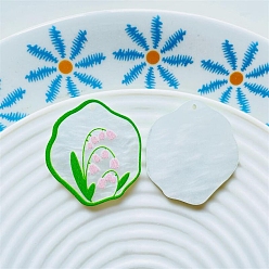 Зеленый Акриловые подвески с цветами, зелёные, 36x32 мм