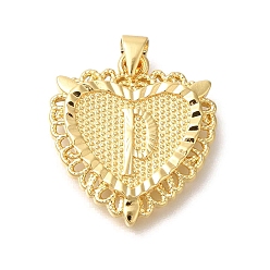 Letter P Стойки обшивки латунные подвески, без кадмия и без свинца, сердце с подвесками в виде буквы az, Письмо P, 24x22x3 мм, отверстие : 5x3.5 мм