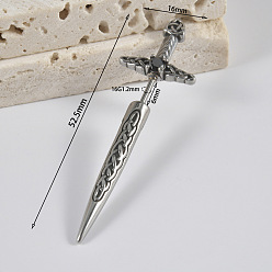 Античное Серебро 304 серьги-мечи в форме хряща из нержавеющей стали со стразами, античное серебро, 52.5x16 мм