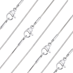 Нержавеющая Сталь Цвет 10шт. 0.9мм 304 цепочки-змейки из нержавеющей стали, с карабин-лобстерами , цвет нержавеющей стали, 17.72 дюйм (45 см)