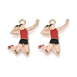 Красный Подвески из сплава и эмали, чары спортсмена, золотые, красные, 24.5x16x1 мм, отверстие : 1.8 мм