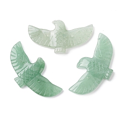 Зеленый Авантюрин Большие резные подвески из натурального зеленого авантюрина, подвески с голубями мира, 28~29x51~52x6~6.5 мм, отверстие : 1.2 мм