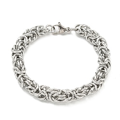 Нержавеющая Сталь Цвет Не тускнеет 304 браслеты из нержавеющей стали с византийской цепочкой, кольчуга плетет ювелирные изделия, цвет нержавеющей стали, 8 дюйм (20.3 см)