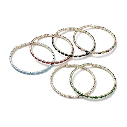 (52) Непрозрачная лаванда Браслеты-манжеты из настоящей позолоченной латуни 18k, с прямоугольником фианитами, разноцветные, внутренний диаметр: 2-1/8 дюйм (5.5 см)