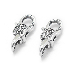 Antique Silver Thailand 925 Sterling Silver Lobster Claw Clasps, Antique Silver, 23x9.5x7mm, Hole: 4mm and 5mm
