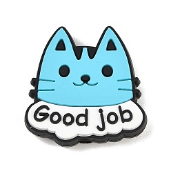 Cat Shape Забавные силиконовые бусины, фокусные бусы, Отличная работа, форма кошки!, 30.5x29.5x9.5 мм, отверстие : 2 мм