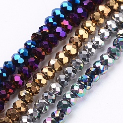 (52) Непрозрачная лаванда Гальванические стеклянные бусины, граненые, рондель, разноцветные, 2.9~3.3x2 мм, отверстие : 0.5 мм, около 135~140 шт / нитка, 32~34 см
