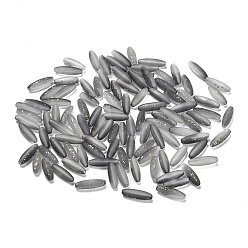 Серый Матовые стеклянные бусины, рис, золотой фольгой, серые, 21.5x6.5 мм, отверстие : 1.4 мм, Около 915 шт / 1000 г