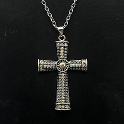 Хрусталь AB Ожерелья с подвеской-крестом из платинового сплава со стразами, хрусталь AB