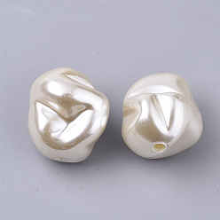 Floral White ABS Plastic Imitation Pearl Beads, Nuggets, Floral White, 22.5x20.5mm, Hole: 1.5mm, about 130pcs/500g