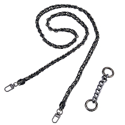 Черный Цвет Металла 1Черные цепочки для кошельков из искусственной кожи, с 1 алюминиевыми витыми удлинительными цепями из поликарбоната с застежками из сплава, металлический черный , 108~1173x15~24x9.5~11 мм, 1 шт / стиль