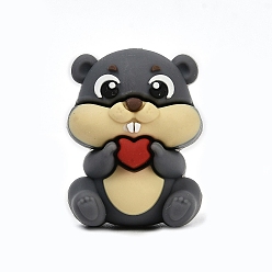 Серый Силиконовые бусины, фокусные бусы, сурок, серые, 28.5x21x17.5 мм, отверстие : 2 мм